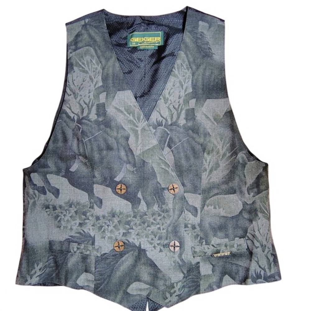 Geiger Collections Vest Horse Print Double Breasted Austrian equestrian‎ cowgirl
